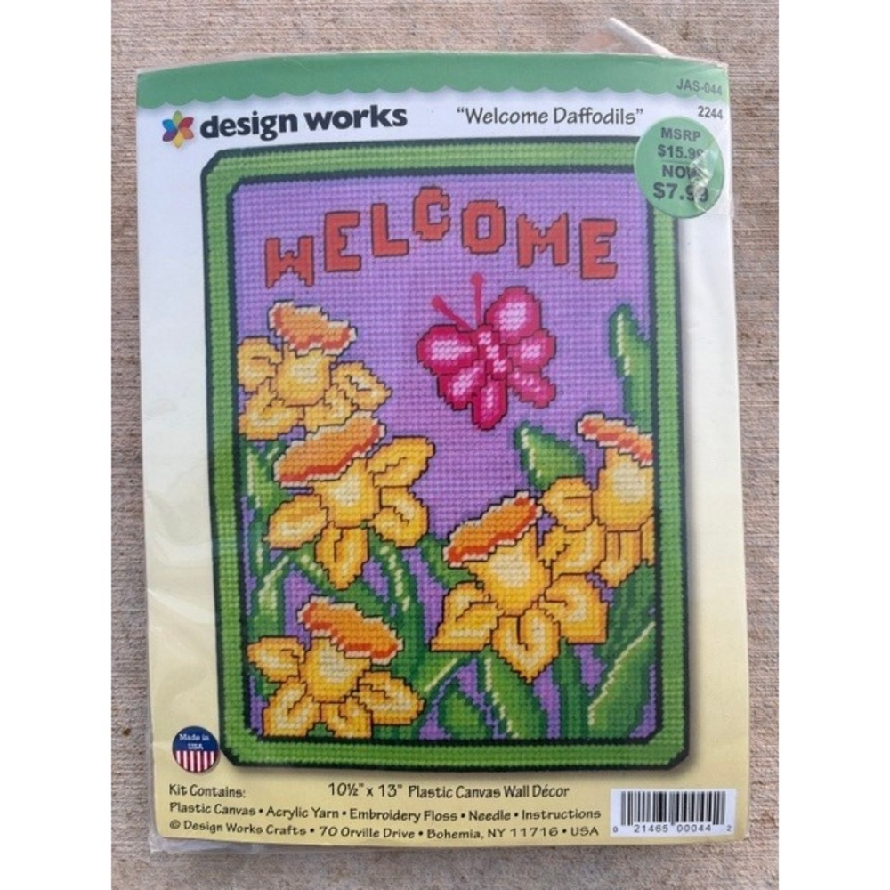 Design Works Welcome Daffodils Plastic Canvas Wall Decor Kit 2244 10.5x13 New
